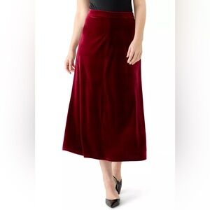 Women's Velvet Maxi Skirt in Deep Wine